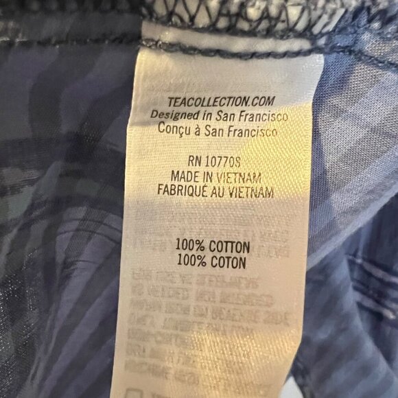 Tea Collection Girls Blue Striped Dress 7 Abstract Keyhole Back Casual School - Picture 4 of 5